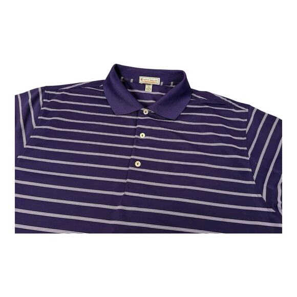 Peter Millar Summer Comfort Golf Polo Shirt Mens L Purple Striped Performance - Picture 1 of 12